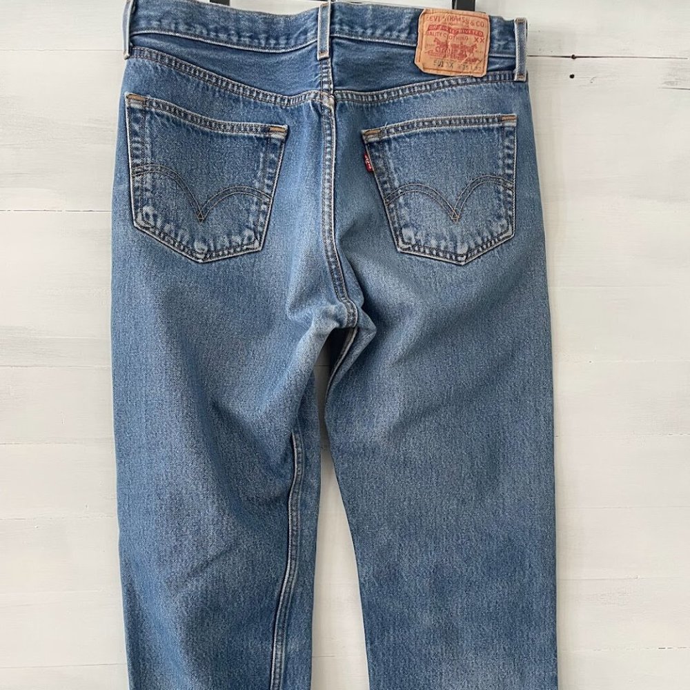 Men's 501xx Levi's Vintage blue jeans button fly made in Mexico 35 x 32 cc